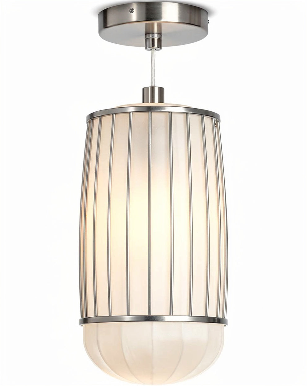 **Hanglamp met metalen structuur en glasdesign**