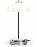 **Technische Titel in het Nederlands:** Moderne bureaulamp met metalen voet en glazen kap