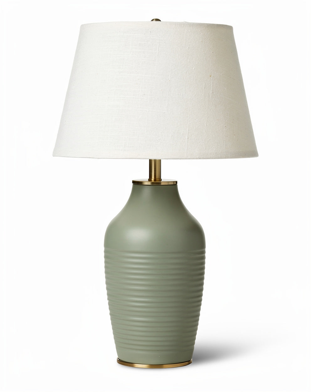 **Verlichting: Groene Gelaagd Keramische Tafel Lamp met Witte Lampenkap**