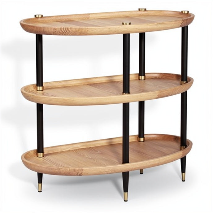 **Technische titel in het Nederlands:** **Moderne houten plank met zwarte metalen poten**